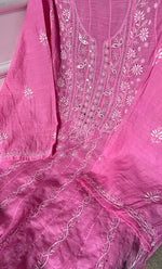 Load image into Gallery viewer, Women&#39;s Lakhnavi Handcrafted Chanderi Silk Semi - Stitched Anarkali And Dupatta Set - HONC0273158

