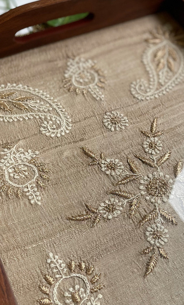 Chikankari Wooden Serving Tray - HONC0308893