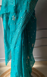 Load image into Gallery viewer, Women&#39;s Lucknowi Handcrafted Pure Organza Silk Chikankari Saree - HONC0307594
