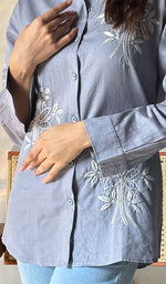 Load image into Gallery viewer, Women&#39;s Lucknowi Handcrafted Slub Cotton Chikankari Top - HONC0299099
