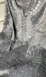 Load image into Gallery viewer, Women's Lakhnavi Handcrafted Tissue Chanderi Semi-Stitched Anarkali And Dupatta Set - HONC0323625