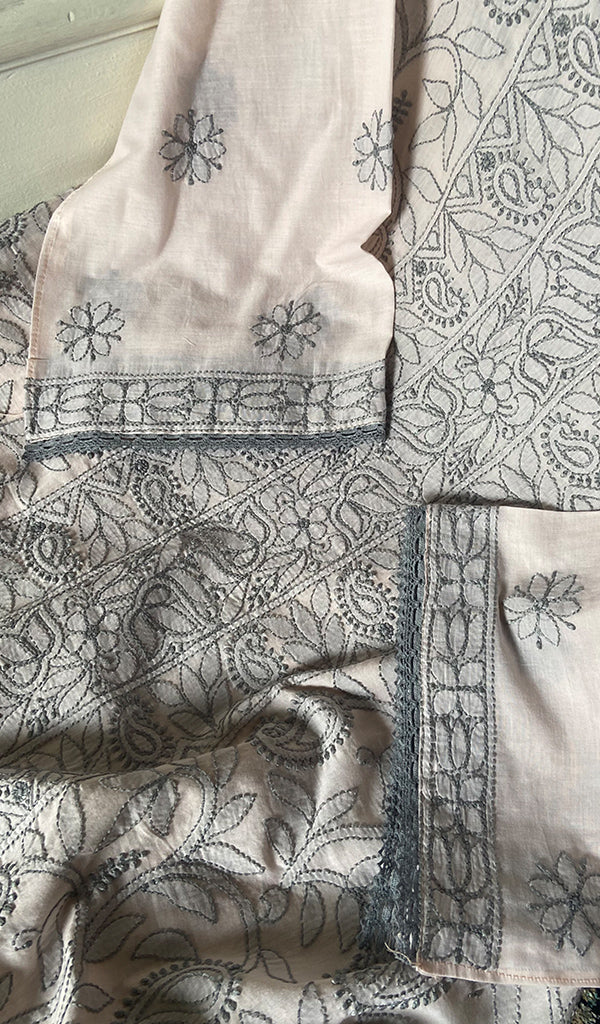 Hiba Women's Lakhnavi Handcrafted Unstitched Cotton Chikankari Suit Material - HONC0348836