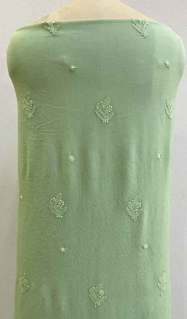 Women's Lakhnavi Handcrafted Viscose Georgette Chikankari Unstitched Kurti Fabric - HONC0206908
