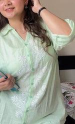 Load image into Gallery viewer, Vaani Women&#39;s Lucknowi Handcrafted Slub Cotton Chikankari Top - HONC0308312
