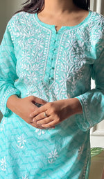 Load image into Gallery viewer, Women&#39;s Lucknowi Handcrafted Cotton Chikankari Kurti - HONC0290215
