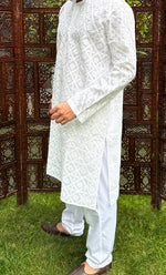 Load image into Gallery viewer, Men&#39;s Lucknowi Handcrafted Cotton Chikankari Kurta - HONC0283972
