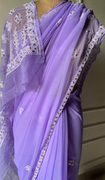 Load image into Gallery viewer, Women&#39;s Lakhnavi Handcrafted Faux-Georgette Chikankari Saree - HONC0195481
