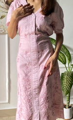 Load image into Gallery viewer, Women&#39;s Lucknowi Handcrafted Cotton Chikankari Long Dress - HONC0309318
