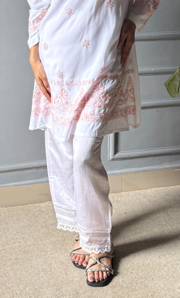 Women's Lakhnavi Handcrafted Modal Cotton Chikankari Top - HONC0307537