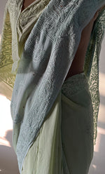 Load image into Gallery viewer, Women&#39;s Lakhnavi Handcrafted Viscose Georgette Chikankari Saree - HONC0271074
