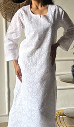 Load image into Gallery viewer, Women's Lakhnavi Handcrafted Cotton Chikankari Kurti - HONC0343517