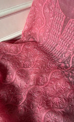 Load image into Gallery viewer, Women's Lakhnavi Handcrafted Pure Organza Chikankari Unstitched Kurta And Dupatta Set- HONC0327848