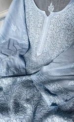 Load image into Gallery viewer, Women's Lakhnavi Handcrafted Kota Cotton Semi - Stitched Kurta And Dupatta Set- HONC0314213