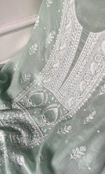 将图像加载到图库查看器中， Women's Lakhnavi Handcrafted Unstitched Mul Chanderi Kurta And Dupatta Set - HONC0329041