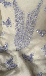将图像加载到图库查看器中， Women&#39;s Lakhnavi Handcrafted Mul Chanderi Unstitched Kurta And Dupatta Set - HONC0302249
