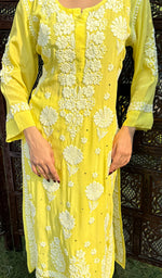 Load image into Gallery viewer, Asma Women&#39;s Lucknowi Handcrafted Crepe Chikankari Kurti- HONC0249487
