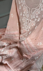 将图像加载到图库查看器中， Women&#39;s Lakhnavi Handcrafted Mul Chanderi Semi - Stitched Kurta And Dupatta Set - HONC0284759
