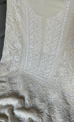 Load image into Gallery viewer, Women&#39;s Lakhnavi Handcrafted Pure Silk Georgette Chikankari Kurta And Dupatta Set- HONC0258090
