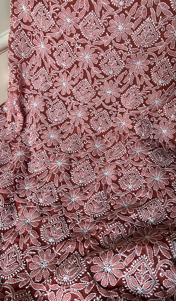 Women's Lucknowi Handcrafted Faux-Georgette Chikankari Suit Material - HONC0263425