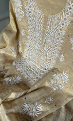 将图像加载到图库查看器中， Women&#39;s Lakhnavi Handcrafted Tissue Chanderi Unstitched Kurta And Dupatta Set - HONC0278196
