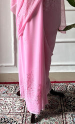 将图像加载到图库查看器中， Women's Lakhnavi Handcrafted Viscose Georgette Chikankari Saree - HONC0317903