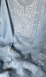 Load image into Gallery viewer, Women&#39;s Lakhnavi Handcrafted Mul Chanderi Semi - Stitched Kurta And Dupatta Set - HONC0308698
