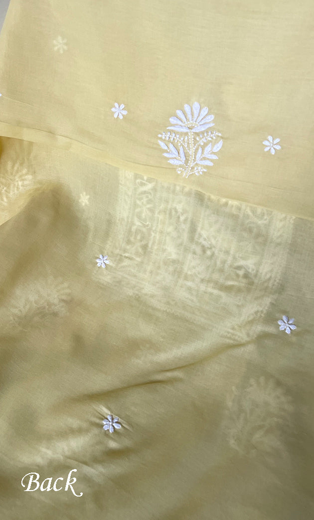 Women's Lakhnavi Handcrafted Cotton Chikankari Unstitched Kurti Fabric - HONC0318766