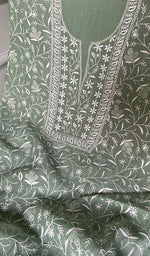 将图像加载到图库查看器中， Women's Lakhnavi Handcrafted Mul Chanderi Unstitched Kurta And Dupatta Set- HONC0342133