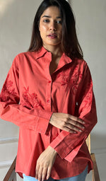 Load image into Gallery viewer, Women&#39;s Lucknowi Handcrafted Slub Cotton Chikankari Top - HONC0299142
