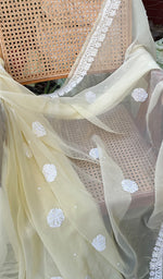 Load image into Gallery viewer, Women&#39;s Lakhnavi Handcrafted Faux-Georgette Chikankari Saree - HONC0228975
