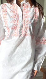 Load image into Gallery viewer, Enayat Women&#39;s Lakhnavi Handcrafted Cotton Chikankari Oversized Kurta And Pant Set - HONC0293604
