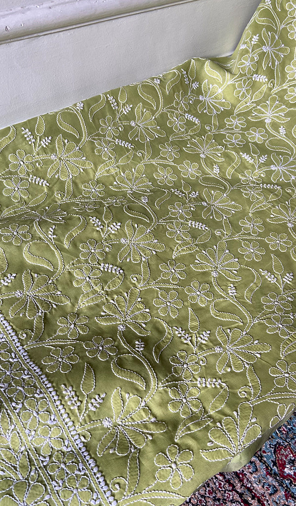 Women's Lakhnavi Handcrafted Cotton Unstitched Chikankari Suit Material - HONC0354979
