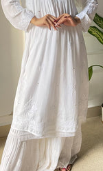 Load image into Gallery viewer, Women&#39;s Lucknowi Handcrafted Modal Cotton Chikankari Kurti - HONC0202171
