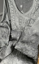 将图像加载到图库查看器中， Women&#39;s Lakhnavi Handcrafted Mul Chanderi Semi - Stitched Kurta And Dupatta Set - HONC0298175
