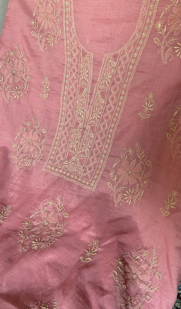 Aseel Women's Lakhnavi Handcrafted Mul Chanderi Unstitched Chikankari Full Suit - HONC0351092