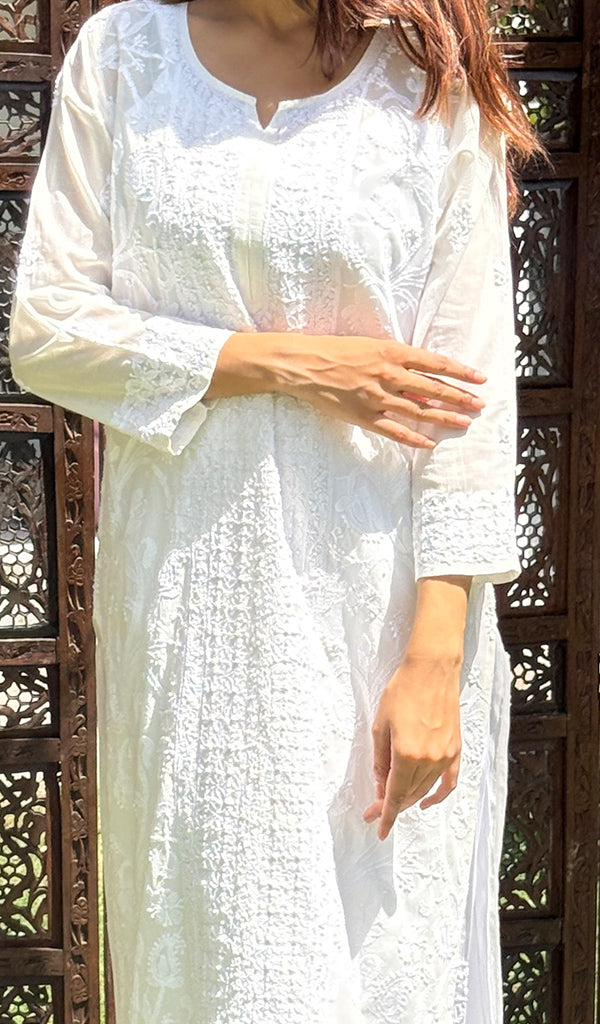 Women's Lucknowi Handcrafted Cotton Chikankari Kurti - HONC0280063