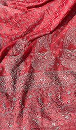 Load image into Gallery viewer, Women&#39;s Lakhnavi Handcrafted Tussar Silk Chikankari Saree - HONC0245864
