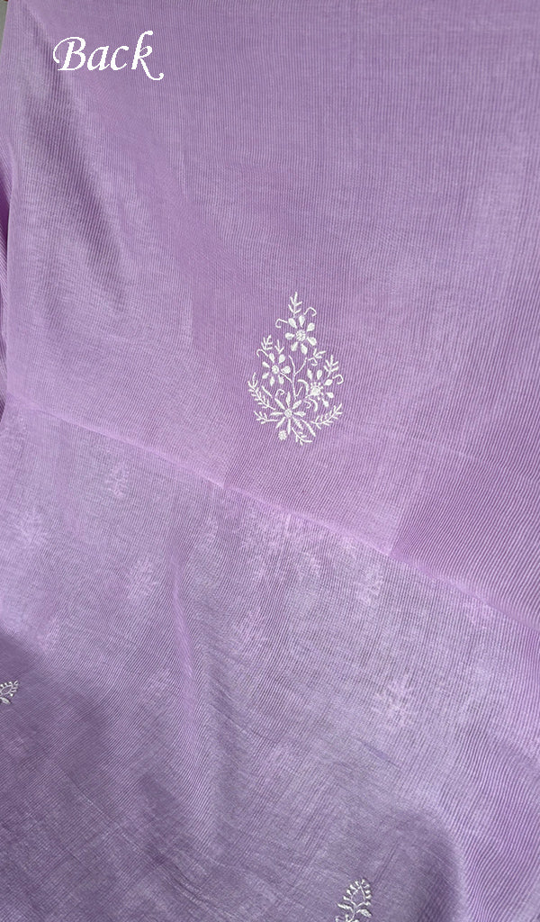 Lucknowi Handcrafted Maheshwari Mul chanderi  Chikankari Unstitched Men's Kurta Fabric - HONC0288624