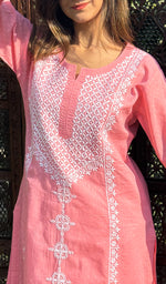 将图像加载到图库查看器中， Women&#39;s Lucknowi Handcrafted Cotton Chikankari Kurti - HONC0232227
