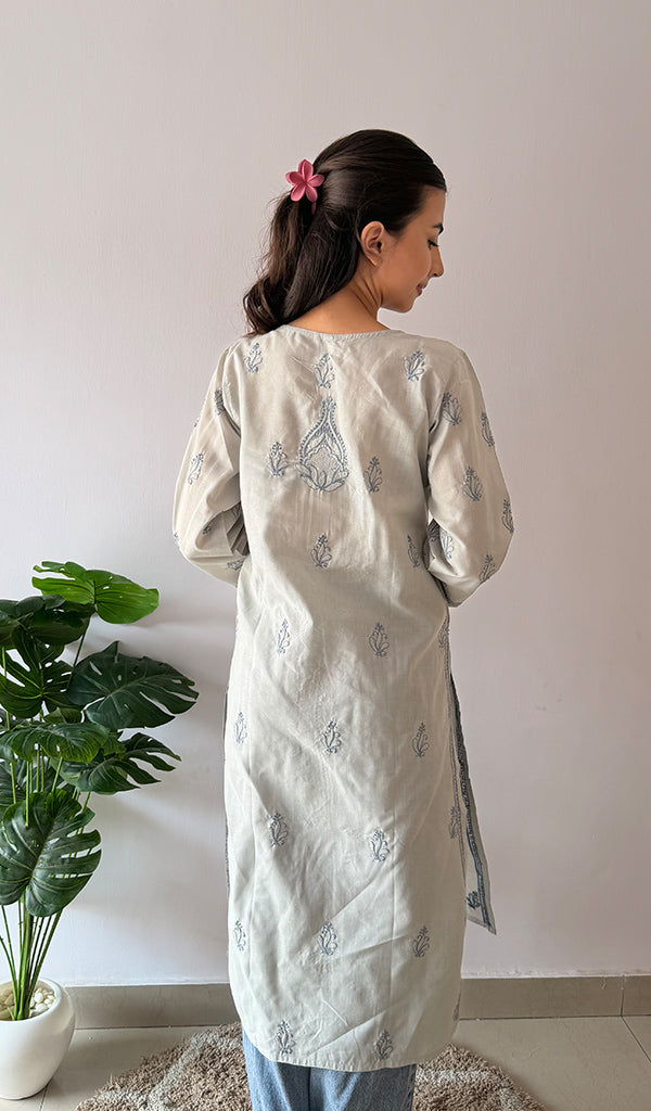 Women's Lakhnavi Handcrafted Cotton Chikankari Kurti - HONC0379475