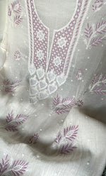 Load image into Gallery viewer, Women's Lakhnavi Handcrafted Unstitched Mul Chanderi Kurta And Dupatta Set - HONC0319478