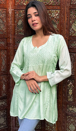 Load image into Gallery viewer, Daisha Women&#39;s Lucknowi Handcrafted Muslin Chikankari Top - HONC0234915
