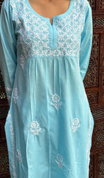 将图像加载到图库查看器中， Falak Women&#39;s Lucknowi Handcrafted Cotton Chikankari Kurti - HONC0220781
