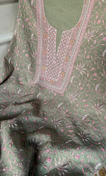 将图像加载到图库查看器中， Mehr Women&#39;s Lakhnavi Handcrafted Maheshwari Mul Chanderi Unstitched Kurta And Dupatta Set - HONC0294446
