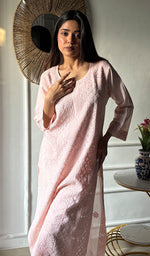 将图像加载到图库查看器中， Shejali Women's Lakhnavi Handcrafted Cotton Chikankari Kurti - HONC0344144