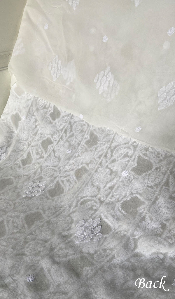 Women's Lakhnavi Handcrafted Viscose Georgette Chikankari Kurti Fabric - HONC0343107