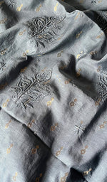 将图像加载到图库查看器中， Women&#39;s Lakhnavi Handcrafted Chanderi Silk Chikankari Semi - Stitched Kurta Dupatta Set - HONC082730
