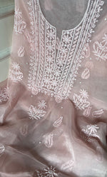 Load image into Gallery viewer, Women&#39;s Lakhnavi Handcrafted Organza Chikankari Unstitched Full Suit Material - HONC0271220
