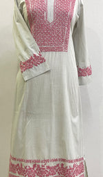 Load image into Gallery viewer, Shabina Women&#39;s Lucknowi Handcrafted Cotton Chikankari Kurti - HONC0193811
