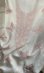 将图像加载到图库查看器中， Women&#39;s Lakhnavi Handcrafted Mul Chanderi Unstitched Kurta And Dupatta Set - HONC0302247
